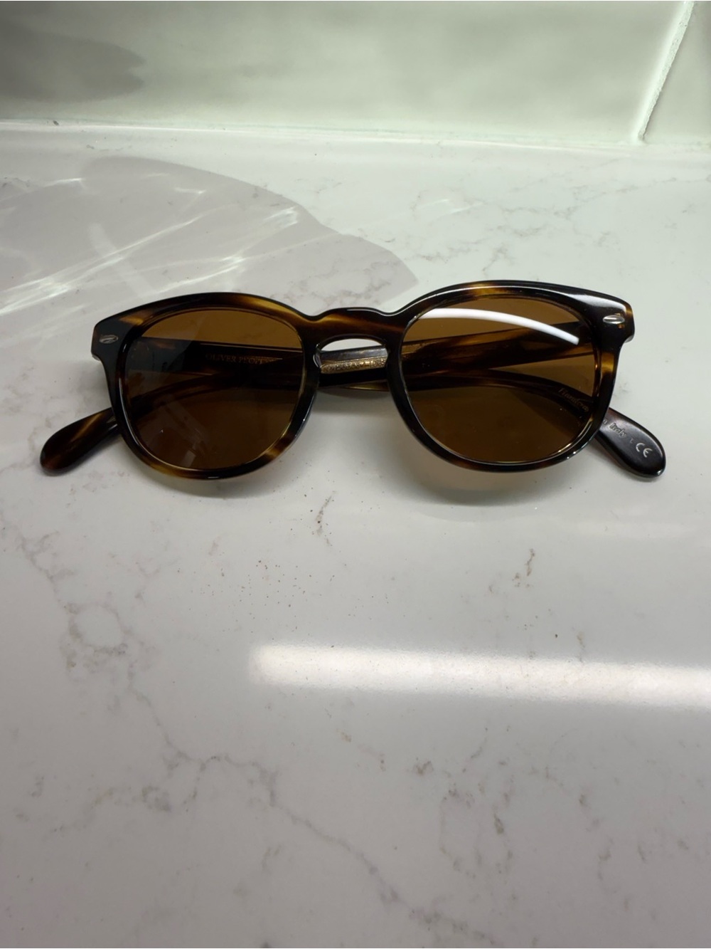 Oliver Peoples Tortoiseshell Brown Round Sunglasses